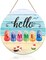 Hello Summer Front Door Sign Hanger(12"x12"), Summer Themed Wooden Door Decoration Hanging with Beach Popsicle Ice Cream, Round Welcome Summer Sign Decoration for Home Front Door Outdoor